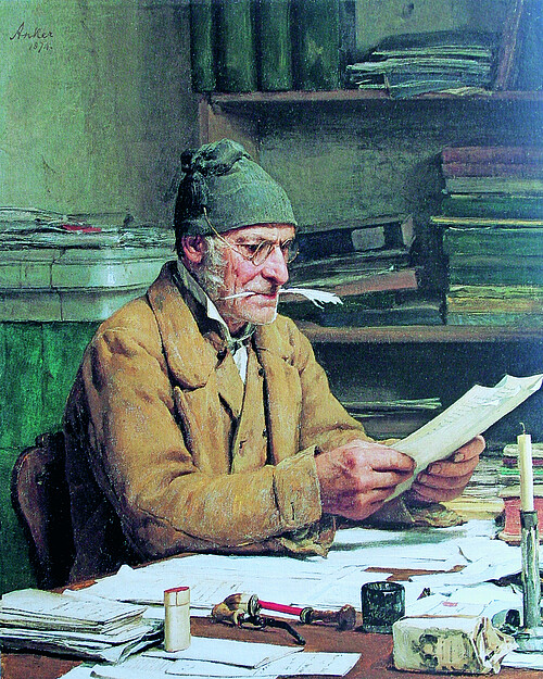 «Le secrétaire de commune» brossé en 1875 par le peintre Albert Anker.
