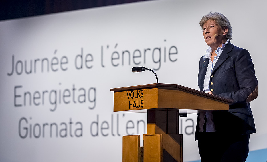 Barbara Schwickert, Présidente Cité de l’énergie, à la Journée de l'énergie 2018 à Zurich.