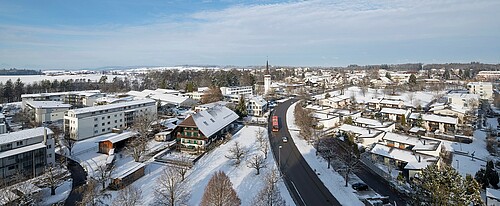 Vue sur la commune de Zollikofen en hiver.