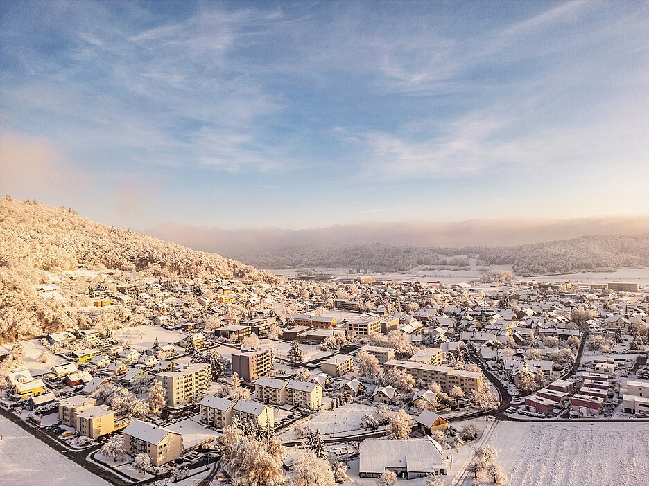 Vue sur la commune de Beringen.