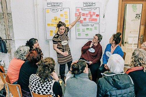 Dans les «espaces de projet», les participants discutent des idées de projet existantes, comme ici à Glaris.