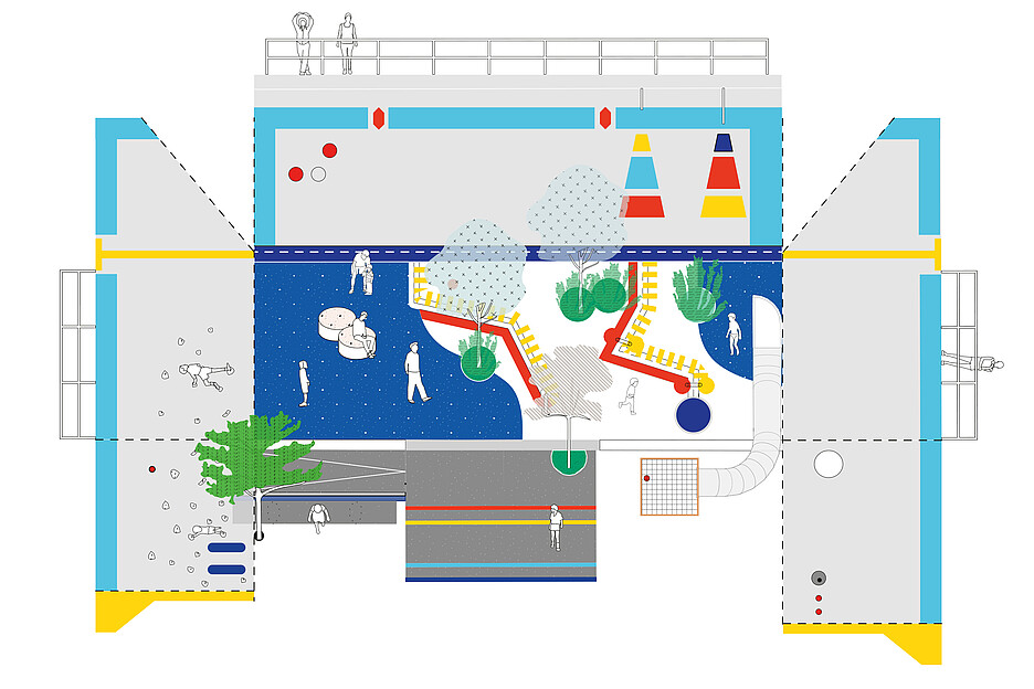 Patron du projet: plan avec élévations déployées.